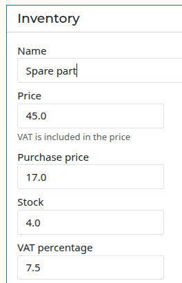 VAT on Inventory Items
